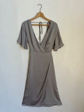Whimsy + Row Lola Wrap Dress - Grey Small Maxi Dress